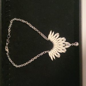 Amrita Singh white, clear, silver necklace
